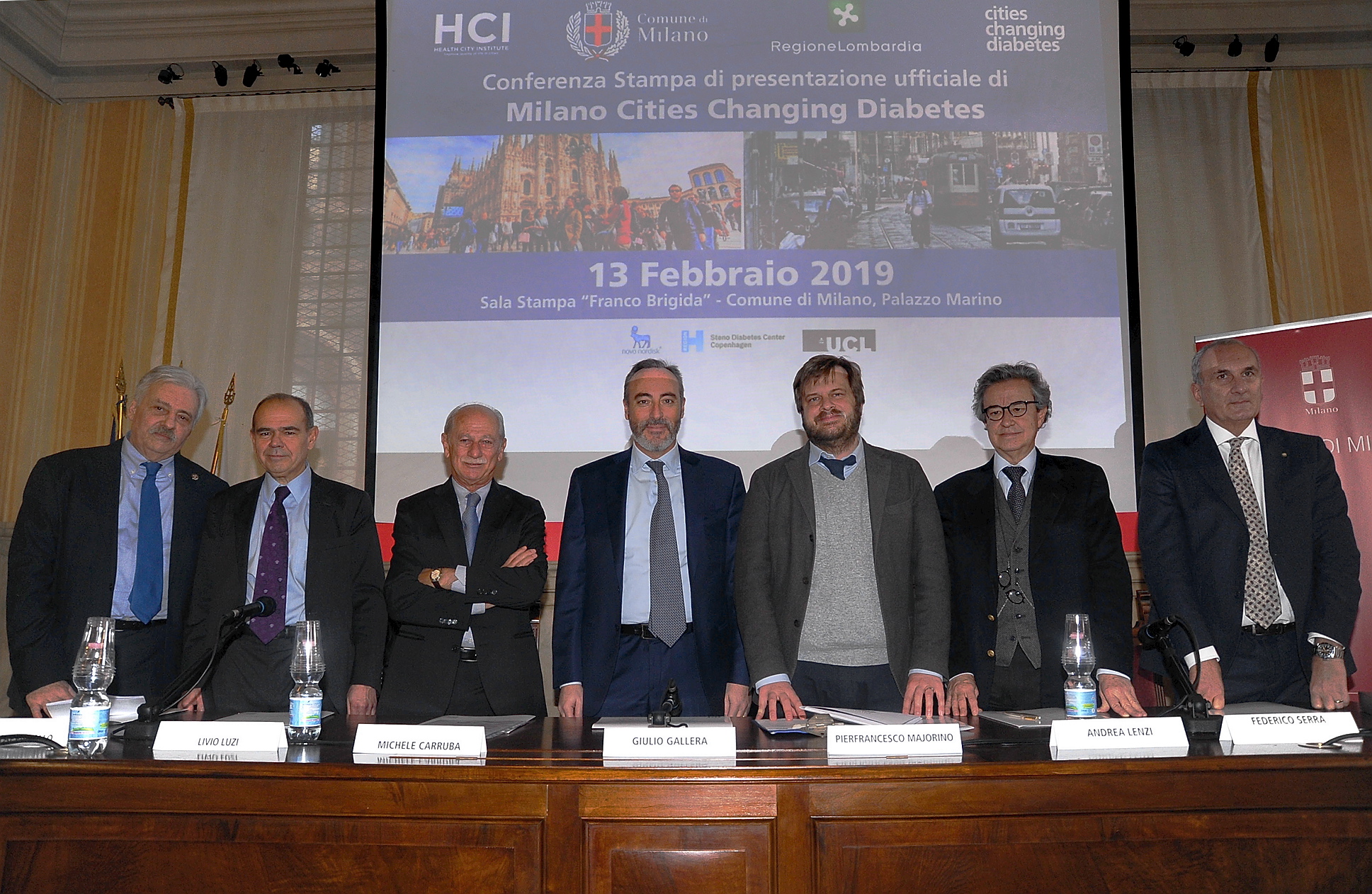 Palazzo Marino, Conferenza Stampa di presentazione di Milano Cities Changing Diabetes, con Dario Pappagallo, Livio Luzi, Michele Carruba, Giulio Gallera, Pierfrancesco Majorino, Andrea Lenzi, Federico Serra